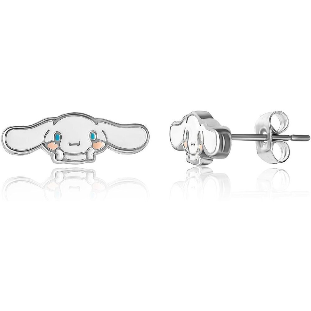 Sanrio My Melody Silver Stud Earrings Crystal Enamel Jewelry for Women